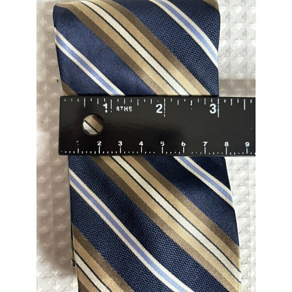 Nordstrom Smartcare 100% Silk Tie Diagonal Stripe Blue Gold Made in USA Classic - Picture 7 of 7